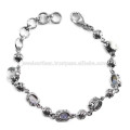 Natural Rainbow Moonstone Gemstone 925 Sterling Silver Bracelet Jewelry